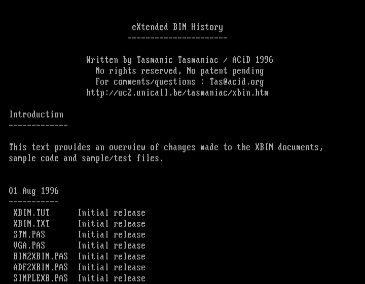 eXtended BIN history by Tasmaniac