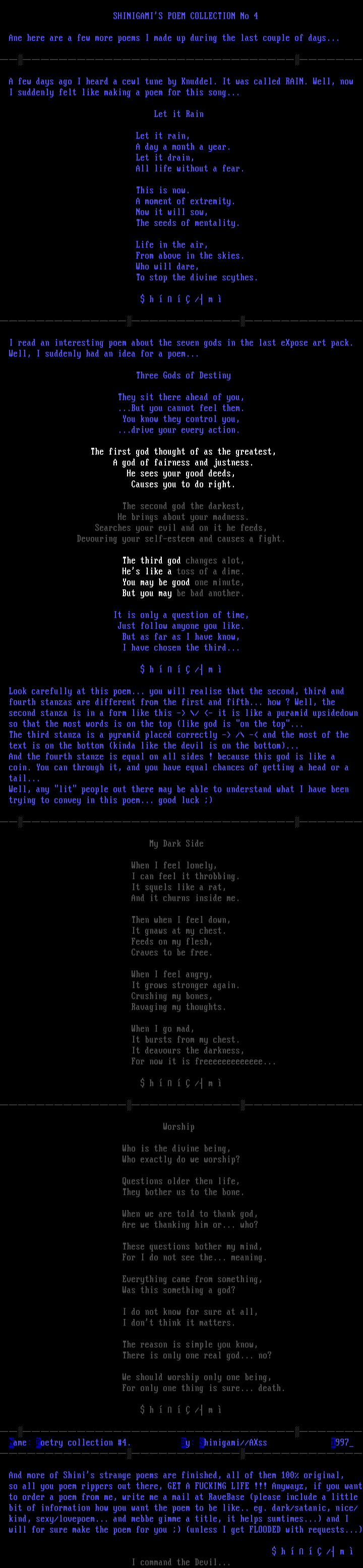 Poetry collection #4. by Shinigami